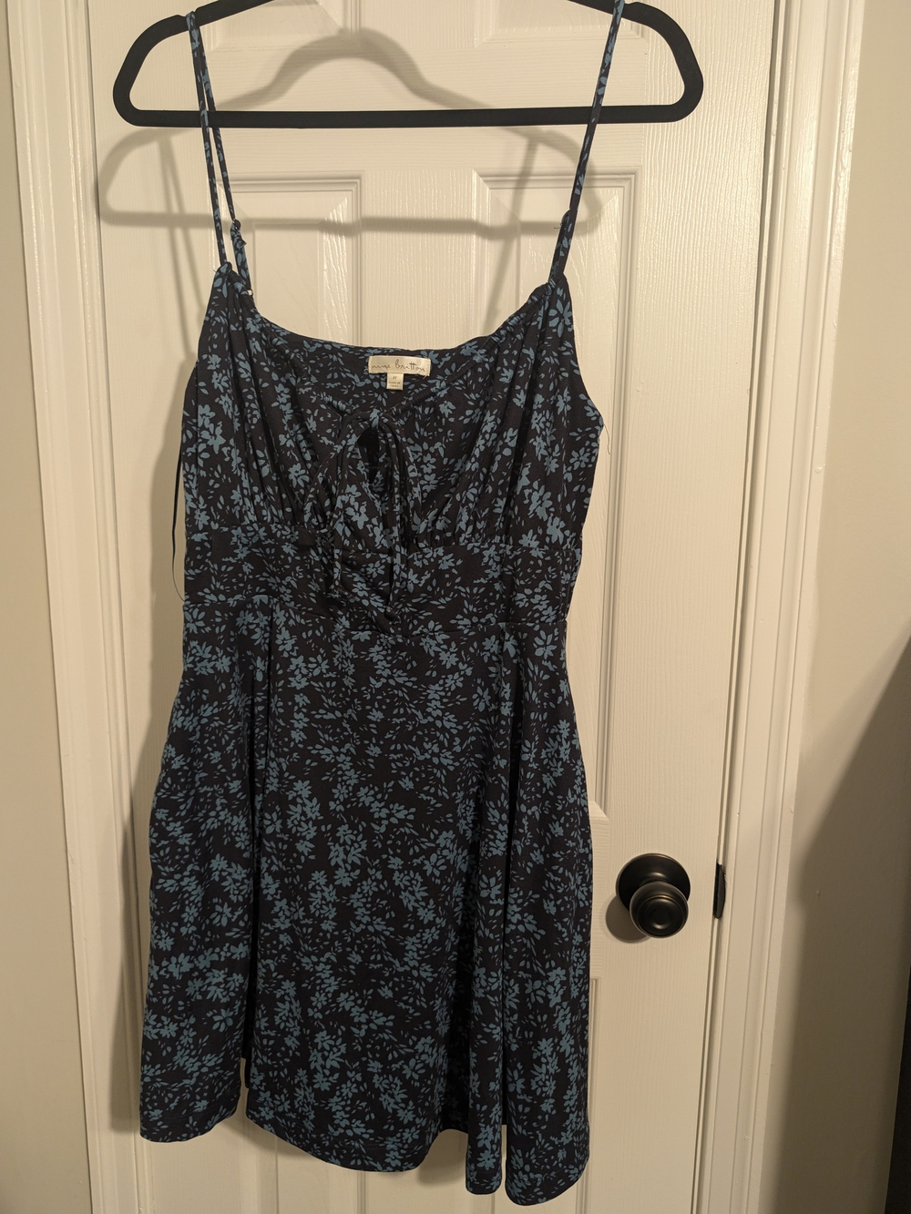 nine britton Navy Dress with Light Blue Floral Print